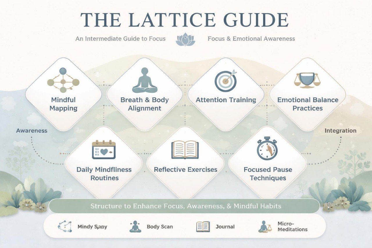The Lattice Guide diagram with various mindfulness practices on a light background
