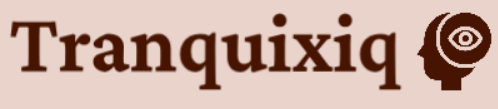 Logo of Tranquixiq with a stylized head icon on a beige background